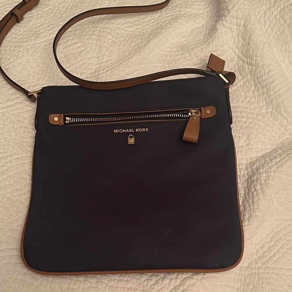 Michael Kors Dark Blue and Brown Bag